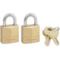 Master Lock Three-Pin Brass Tumbler Locks, Steel Shackle, 0.25" W, 2 PK MLK120T